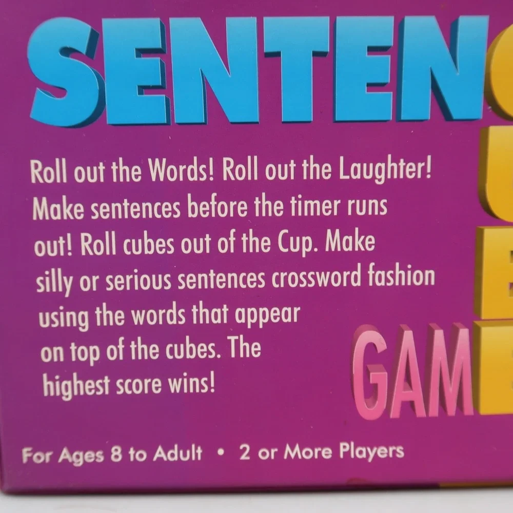 Vintage SENTENCE CUBE GAME 1990 The Games Gang Ltd. Ages 8+